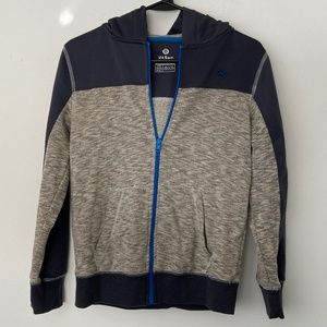 Kids Gray and Navy Blue Zip Hoodie - Medium 10 - 12